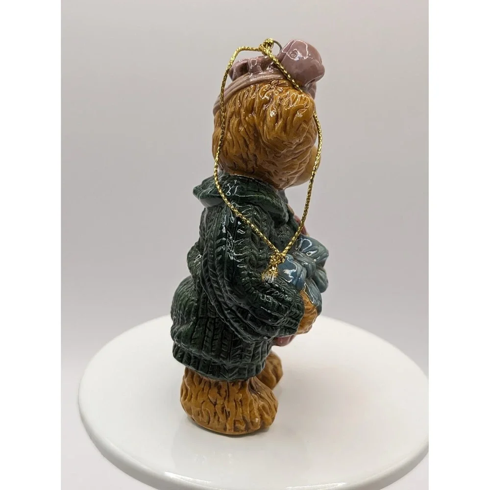 Glossy Bear Christmas Ornaments Boy Girl Ceramic Tree Gifts Heart Overalls 4